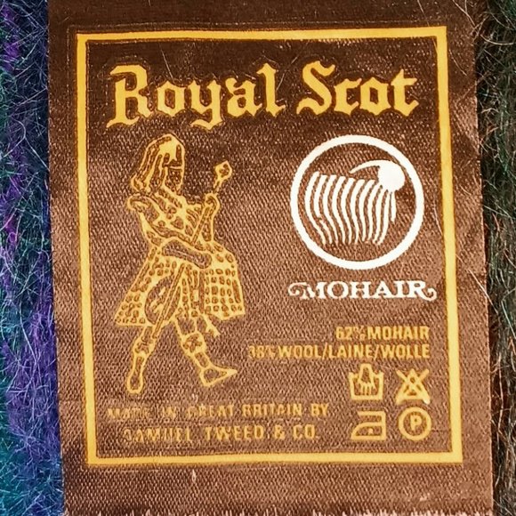 SOLD - Vintage Royal Scot Mohair Wool Scarf Dark Blue Purple Maroon Multicolor - Picture 8 of 8